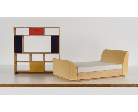 A collection of six maquettes of furniture designed by Sir Terence ConranComprising: an oak and painted 'Mondrian' bookcase p