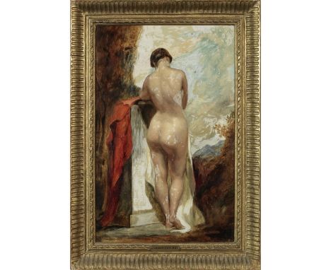 William Etty, RA (British, 1789-1849)Female nude, studyOil on board 43.7 x 29.3cm (17 3/16 x 11 9/16in).Footnotes:Exhibited: 