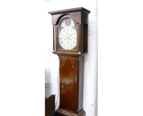 Early 19th Century oak longcase clock by G Smith, Kirk Welpington, painted dial and two train striking movements, complete wi