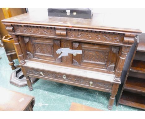 Oak heavily carved cupboard/chiffonier