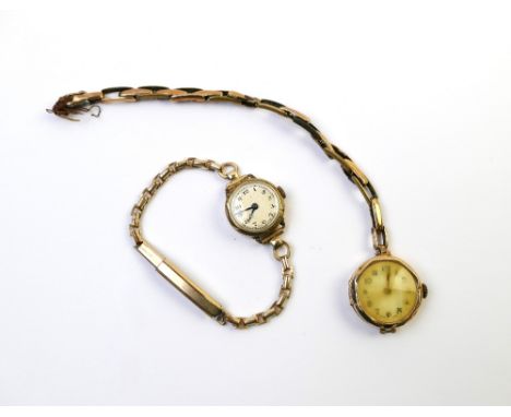 Ladies vintage wristwatch with rolled gold case, together with a ladies 9 ct cased ladies wristwatch
