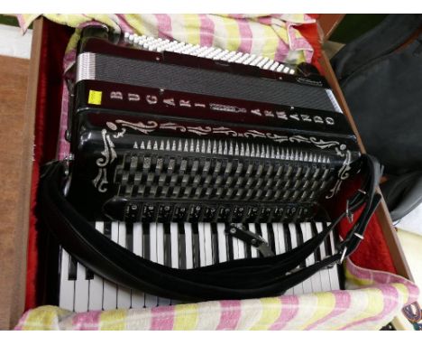 Cased Bugari Armando Champion Cass accordion (possibly 120 bass)