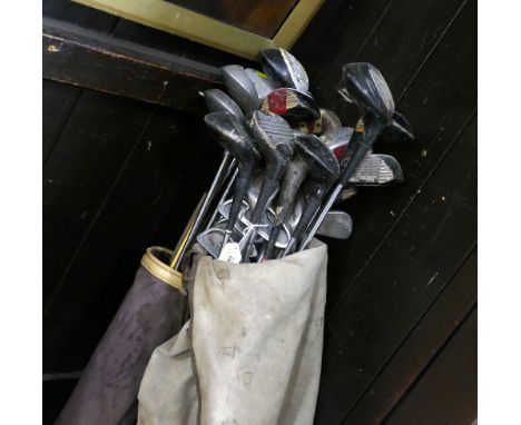 Two vintage sets of gold clubs including Pro Tor and Astron clubs