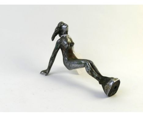 Vintage metal Art Deco nude car mascot, 17 cm high
