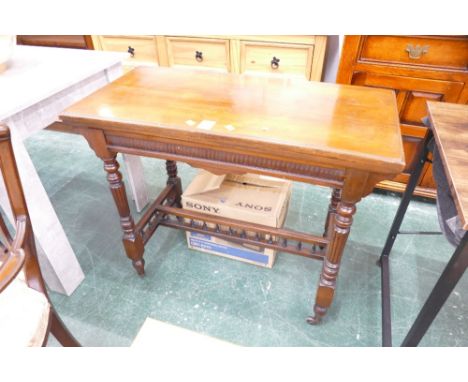Late Victorian early Edwardian walnut turn over top card table