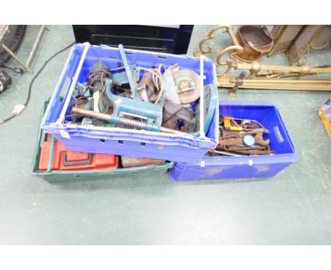 Three boxes of hand and electric tools (DRILL WITHDRAWN)