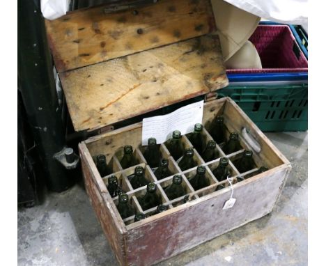 Wooden crate containing empty Antique bottles, Younger &amp; Co, Wee Willi light pale ale, The Colin Croft Brewery, Kendal an