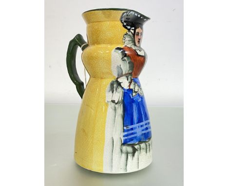 A Wemyss pottery "Fair Maid of Perth" jug, early 20th century, painted with an image of the Maid against a yellow ground, imp