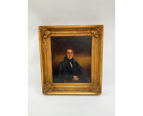 A 19th Century oil on canvas portrait of gentleman dressed in black, unsigned, 32cm x 26.5cm, gilt framed 