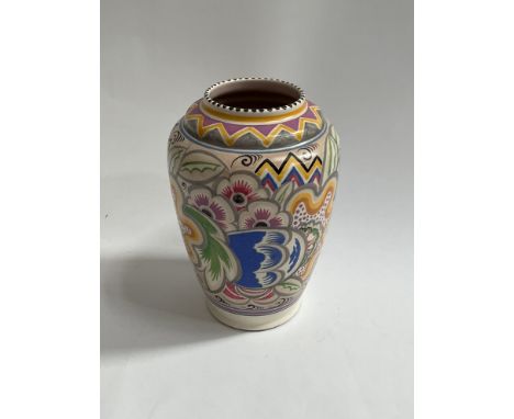 A Carter Stabler Adams Poole pottery vase designed by Trudy Carter, impressed mark to base, 25cm tall 