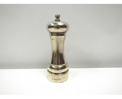 An M.C Hersey &amp; Son Ltd tall silver pepper grinder, London 2008, 16cm tall 