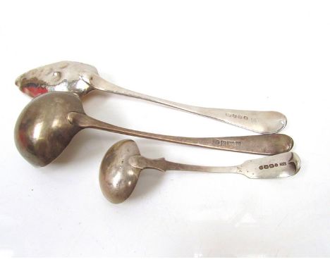 Silver Georgian berry spoon, London 1793, ladle, 1782 and Victorian sauce ladle (3), 127g 