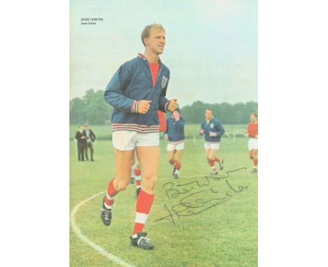 Jack Charlton signed 10x8 inch colour magazine photo pictured while training for England. Good condition. All autographs come