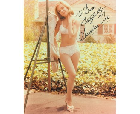 Actress Sandra Dee signed vintage sexy 10 x 8 inch colour swimsuit photo to Sam. Sandra Dee was an American actress. Dee bega