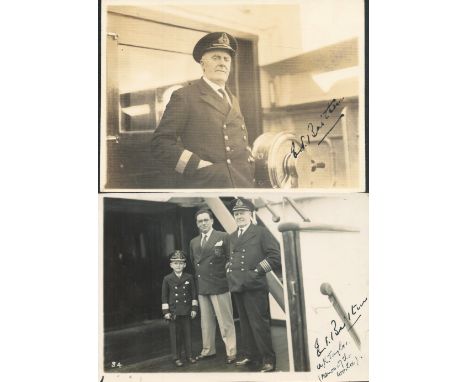 Sir Edgar Britten signed 2, 6x4 inch sepia Queen Mary vintage photos. Good condition. All autographs come with a Certificate 