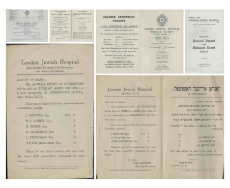 London Jewish Hospital Medical Society collection includes vintage meeting card dated 1960-61 Annual Report and Balance sheet