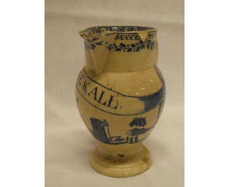 An early 19th century Swansea china tapered cream jug with Cornwall connections - the body decorated with Cornwall bezants an