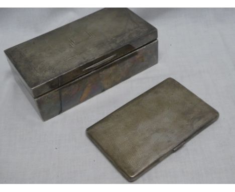 A George VI silver rectangular cigarette box with hinged lid, Birmingham marks 1937 and a silver rectangular cigarette case w