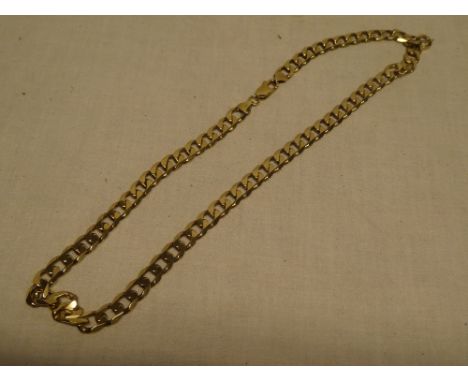 A heavy 9ct gold flat link graduated chain necklace