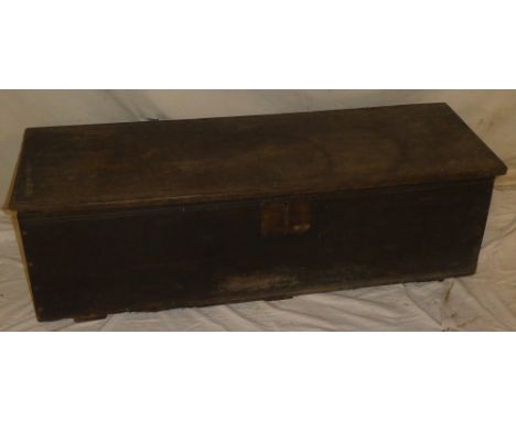 An early 19th Century oak rectangular trunk with hinged lid, 41½" long