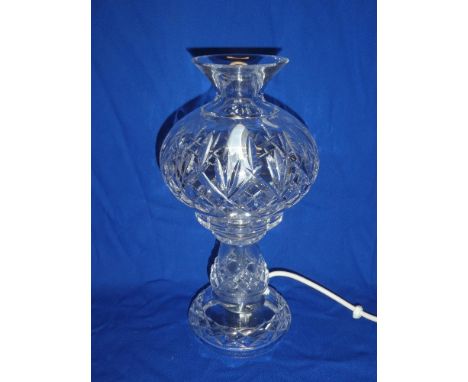 A Waterford cut glass table centre/lamp with circular tapered base 12½" high