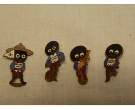 Four vintage enamelled Golden-Shred golly badges