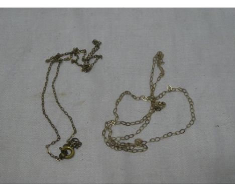 Two various 9ct gold fine link chain necklaces