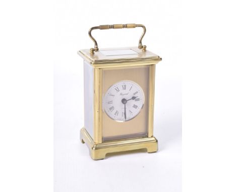 A brass cased eight day carriage clock by Bayard, mid 20th CenturyCase with bevelled glass panels, the movement stamped "7 je