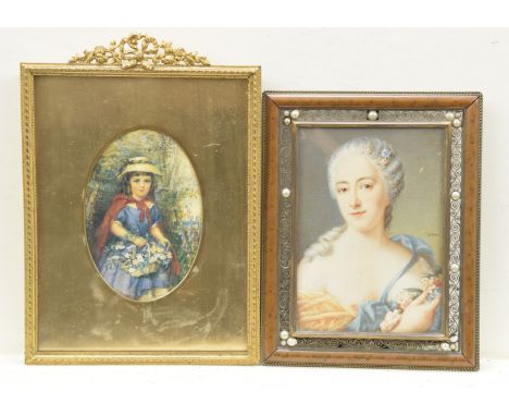 Two portraits within frames
To include early 20th Century gilt framed oval portrait of a young girl, and portrait of a woman 
