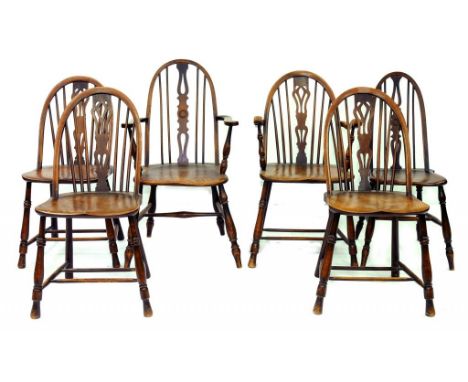 TWO AND A SET OF FOUR ERCOL STYLE DINING CHAIRS