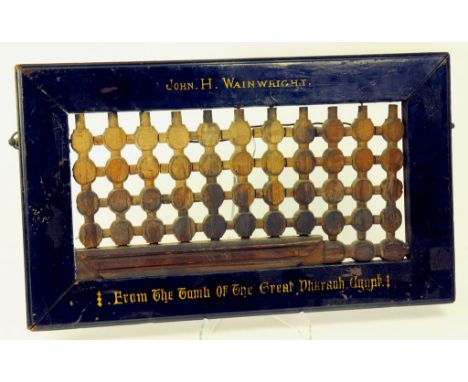 A 19TH CENTURY MASHRABIYA PANEL, IN EBONISED FRAME