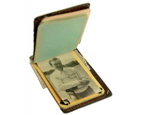 AUTOGRAPH ALBUM, CONTAINING THE SIGNATURES OF CRICKETERS AND ENTERTAINERS, INCLUDING ALEC BEDSER, SANDY MCPHERSON, SIR HENRY 