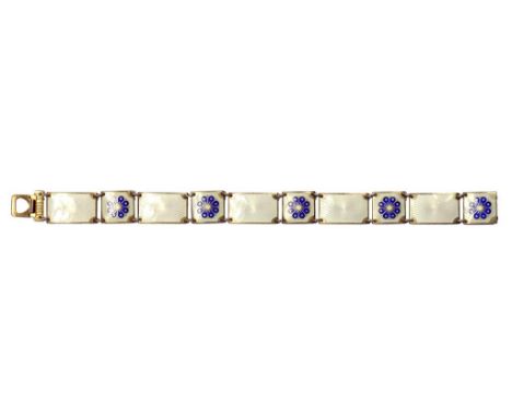 A NORWEGIAN SILVER GILT AND GUILLOCHE ENAMEL BRACELET BY DAVID ANDERSEN