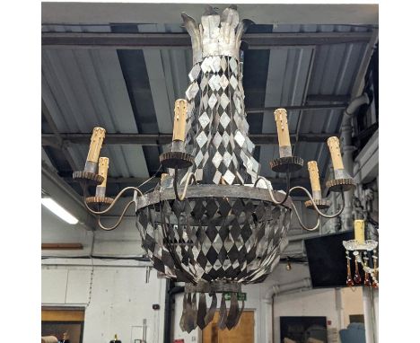CHANDELIER, contemporary Spanish design, eight branch, 100cm drop approx. 