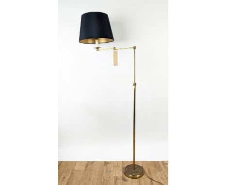 FLOOR READING LAMP, 164cm high, gilt metal adjustable, with shade. 