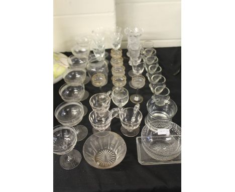 Quantity of glassware, 19th Century and later, to include champagne saucers, sherry etc. (qty)
