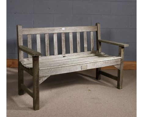 Garden bench with slatted back and seat, 128cm wide