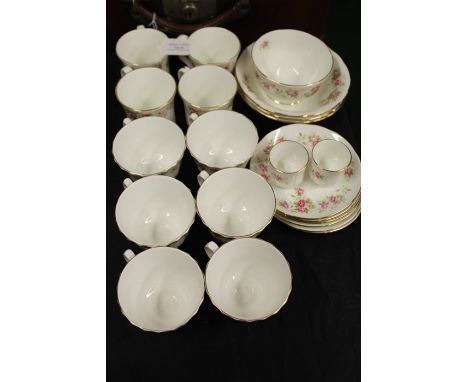 Duchess "June Bouquet" pattern part dinner service, to include six teacups and saucers, four coffee cups, three bowls, sugar 
