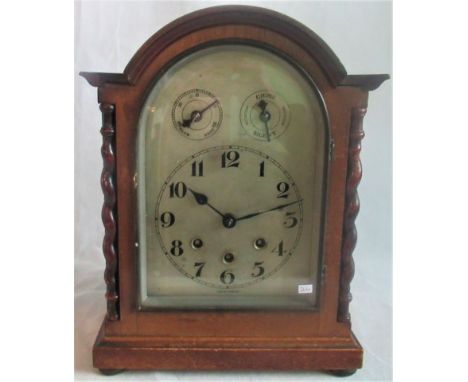 A 20th century German mahogany eight day mantle clock.