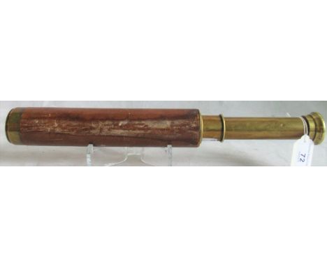 A WWI three drawer brass spotting scope with calf grip, inscribed Broadhurst Clarkson &amp; Company Limited, 63 Farringdon Ro