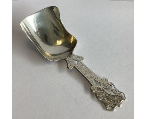 A good pierced Victorian silver caddy scoop. Birmingham. By George Unite. Approx. 12 grams.