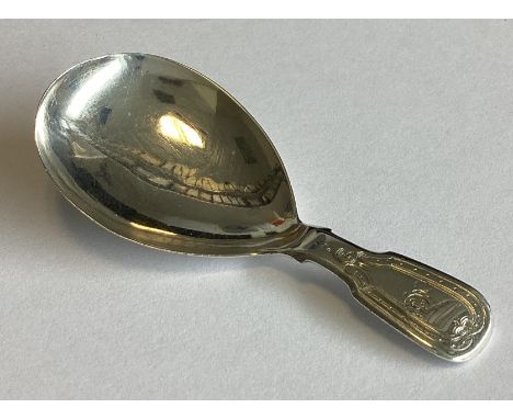 NEWCASTLE: A good silver caddy spoon with bright-cut decoration. By D&R. Approx. 9 grams.