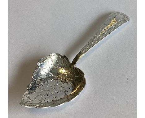 An attractive silver leaf-shaped caddy spoon with engraved bowl. Birmingham 1898. By JG. Approx. 18 grams.