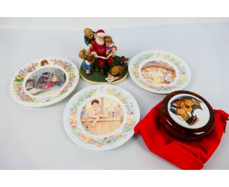 A Hummel figural group entitled Storytime With Santa, 2015 First Issue, an Ercolano wooden musical trinket box with inset Goe