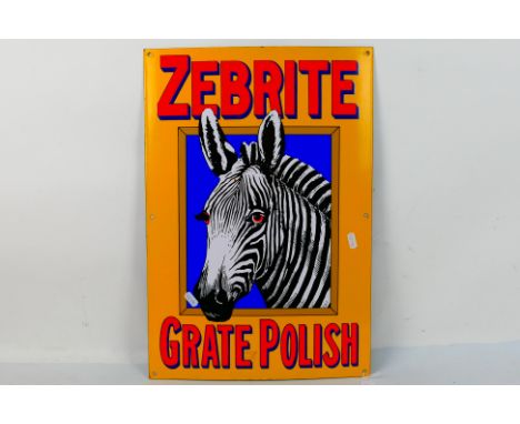 An enamel advertising sign for Zebrite Grate Polish, 52 cm x 35.5 cm. [W]