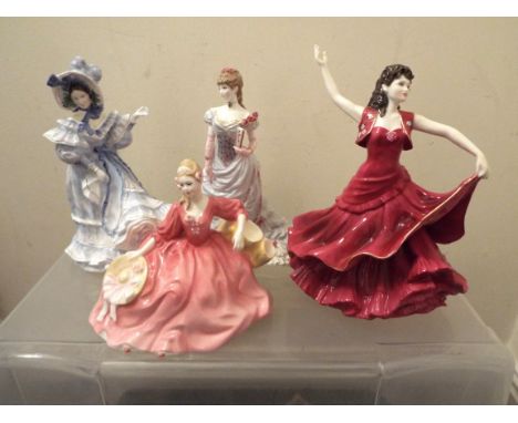 Royal Doulton and Royal Worcester - four figurines comprising (R Doulton) 'Flowers of Love, Forget Me Not' # HN3700 and 'Elys