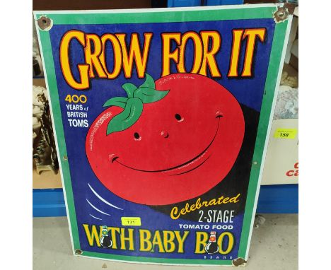 A coloured enamel advertising sign "Grow for . . . . . with Baby Bio 51 x 37cm 