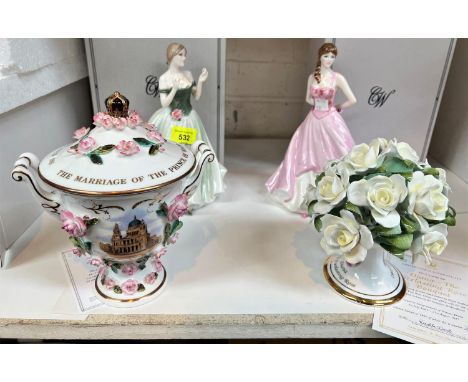 A Royal Worcester limited edition figure:&nbsp; Keepsake, 6979/12500; a Coalport limited edition figure:&nbsp; Now &amp; Fore