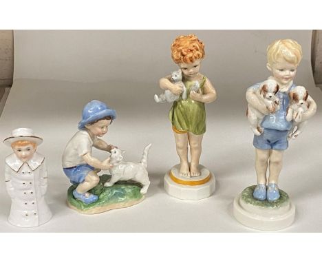 Four Royal Worcester figures: Monday's Child is fair of face 3519, Wednesday's Child knows little woe 3521, September's Child