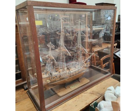 A vintage scratch built model of HMS BOUNTY, one sixtieth scale, fully rigged, 72cm in glazed case